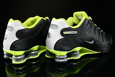 black and lime green nike shox